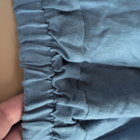 BOHO Me & Gee Linen Blue Floral Wide-Leg Pants with Pockets SZ M Made in Italy - Picture 5 of 16